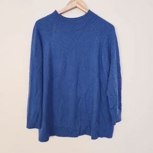 Lands End 100% Cashmere blue crew neck sweater size large size 14-16